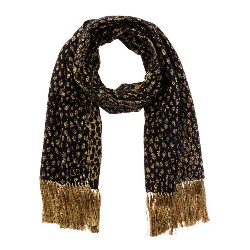 Valentino Wool & Cashmere-Blend Scarf, Black